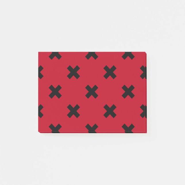 Svarta kor stygn på rött post-it block (Framsida)