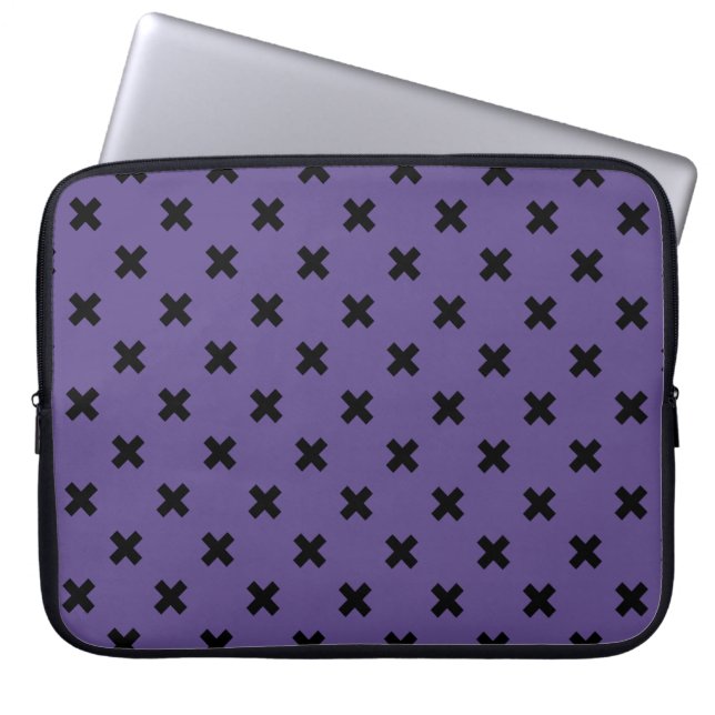 Svarta kor stygn på ultraviolett laptop fodral (Framsidan)