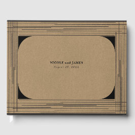 Svarta Kraft Minimalistiska Moderna Linjer Bröllop Gästböcker