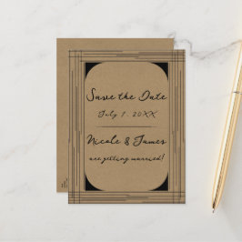 Svarta Kraft Minimalistiska Moderna Linjer Bröllop Meddelande Vykort