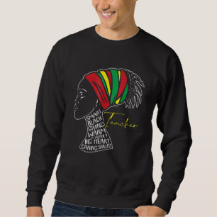 Svarta kvinnliga lärare Afro Retro Black History M Lång Ärmad Tröja