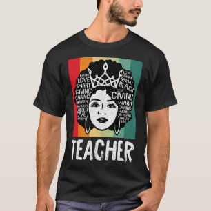 Svarta kvinnliga lärare Afro Retro Black History M T Shirt