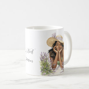 Svarta Kvinnliga Lavendel Blommor Livet är en Dröm Kaffemugg