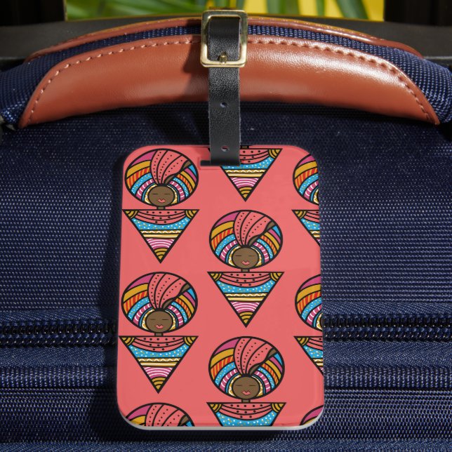 Svarta kvinnor, färgstarka turban, korallisk Orang Bagagebricka (Framsida Insitu 2)