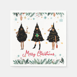 Svarta kvinnor i Svarta Julgran i Party Pappersservett