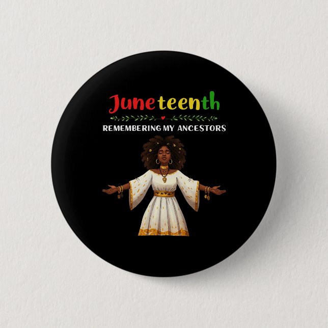 Svarta Kvinnor Juneteenth Minns Mina Förfäder Fu Knapp (Framsida)