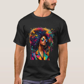Svarta Kvinnor Melanin Drottning Stark Afro Afrika T Shirt