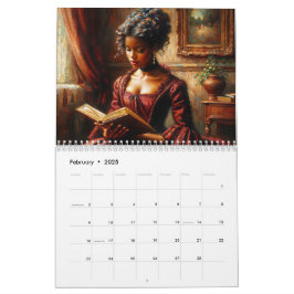 Svarta Kvinnor som Lässer Böcker Konst Kalender