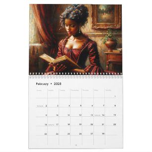 Svarta Kvinnor som Lässer Böcker Konst Kalender