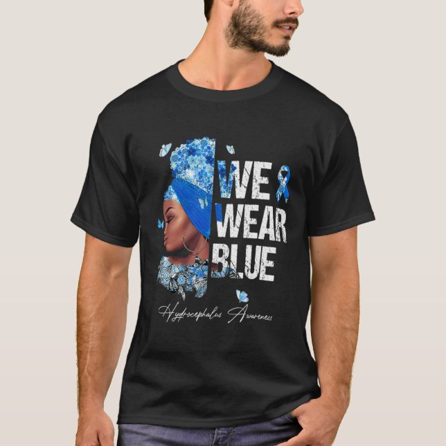 Svarta kvinnor Vi Bära Blue Hydrocephalus Awarenes T Shirt (Framsida)
