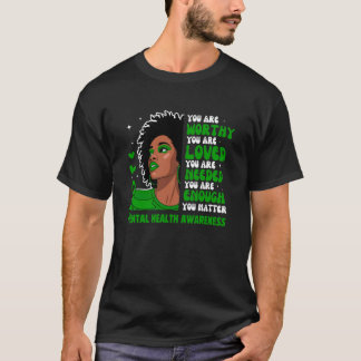 Svarta Kvinnors Psykiska Hälsa Medvetenhet Motiver T Shirt