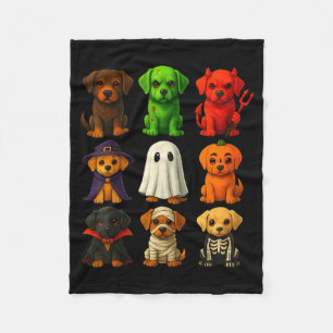 Svarta Lab Halloween Labrador Valpar I Dräkt Fleecefilt