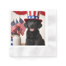 Svarta Labrador Pupp Patriotiska Pappersservetter