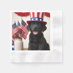 Svarta Labrador Pupp Patriotiska Pappersservetter