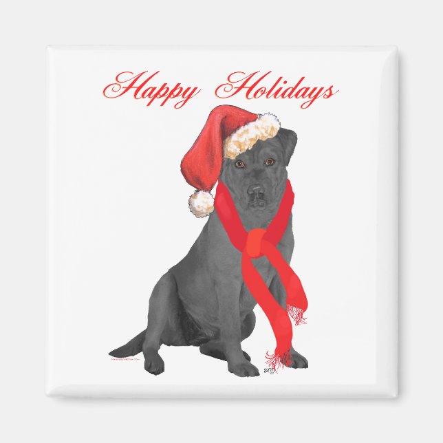 Svarta Labrador Retriever Julhälsningar Magnet (Framsidan)