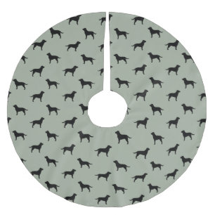Svarta Labrador Retriever Silhuett Mönster Julgransmatta Borstad Polyester