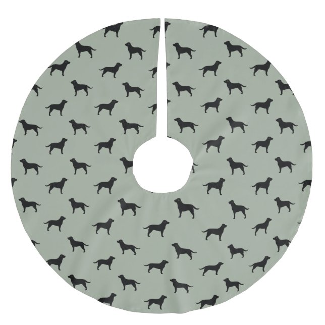Svarta Labrador Retriever Silhuett Mönster Julgransmatta Borstad Polyester (Framsidan)