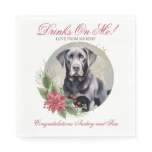 Svarta Labradors Bröllops Servetter Med Hund Foto