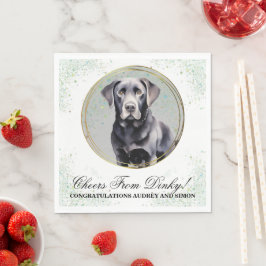 Svarta Labradors Bröllops Servetter Med Hund Foto