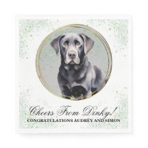Svarta Labradors Bröllops Servetter Med Hund Foto