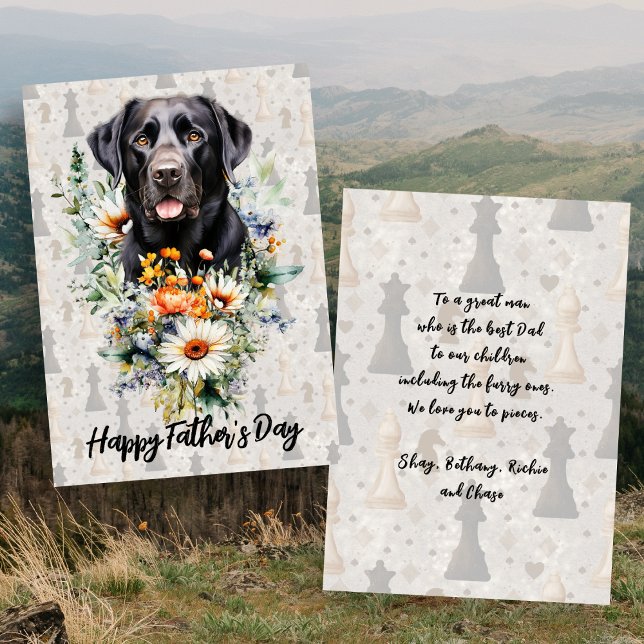 Svarta Labradors Schackspelare Fars Dag Kort (Skapare uppladdad)