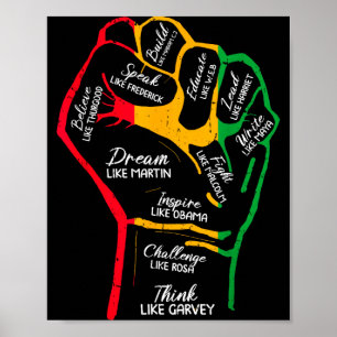 Svarta ledare som inspirerar kraft näve hand svart poster
