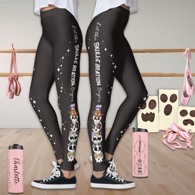 Svarta Leggings Halloween Söta Goth Döskallar (Skapare uppladdad)