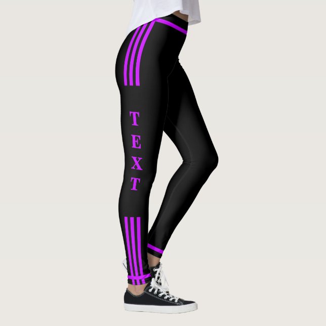 Svarta Leggings med Sidostreck - Anpassad Text och (Höger)