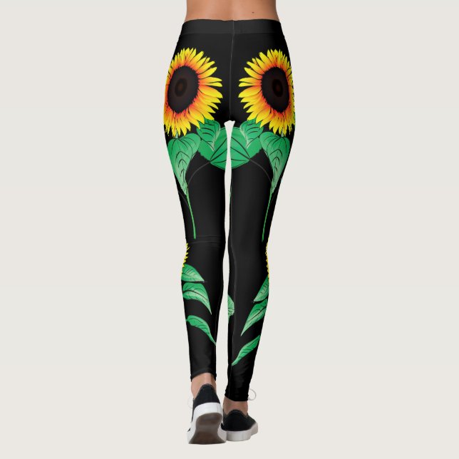 Svarta Leggings med Solrosor (Baksida)