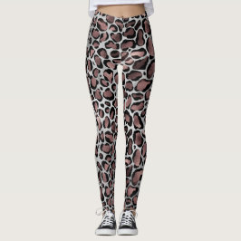 Svarta leopardspatter av metallisk Ro vid Guld och Leggings