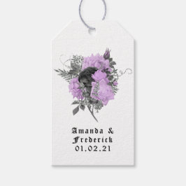 Svarta, lila och silver gotiska bröllopspresenttag presentetikett