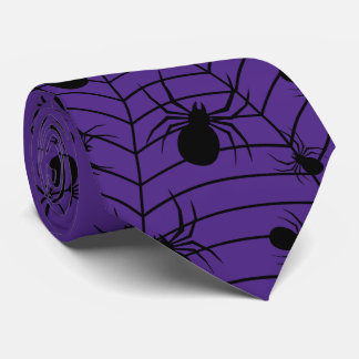 Svarta lila spindlar spindelväv Halloween-mönster Slips