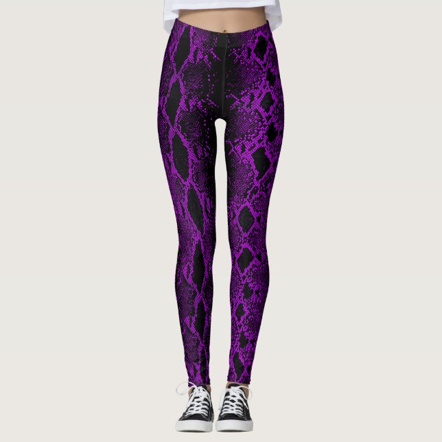 Svarta lilan Snake Skin Leggings (Framsida)