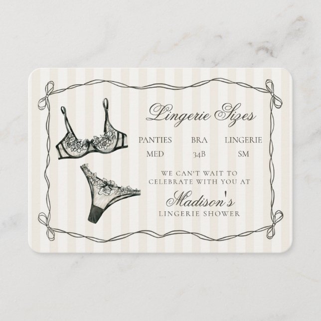 Svarta Lingerie Storlekar Dusch Inbjudan Infoga (Framsida)