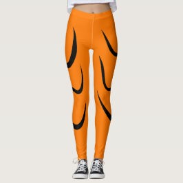 Svarta linjer ränder och orange färg leggings
