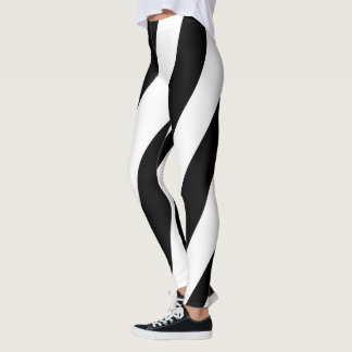 Svarta linjerade leggings för kvinnor