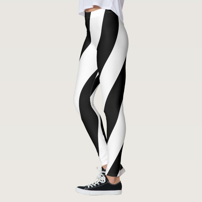 Svarta linjerade leggings för kvinnor (Vänster)