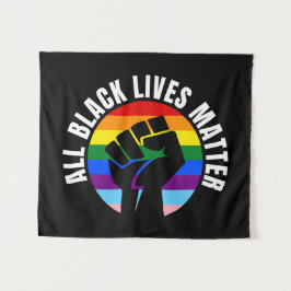 Svarta liv - matchande Fist- och HGBTQ-Flagga