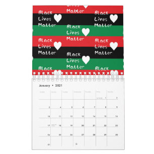 Svarta liv Matter Panafrikanska Flagga vita hjärt Kalender