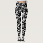 Svarta livsdelar leggings<br><div class="desc">Svart livsmaterial Leggings med typografi mönster design</div>