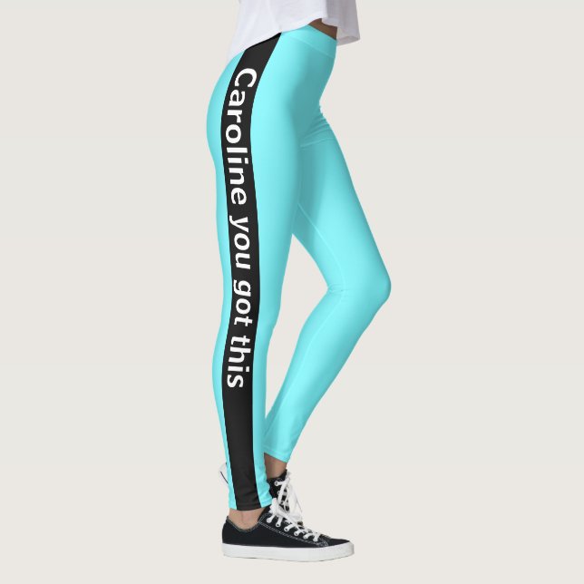 Svarta Lodrät Rand | Lägg till text | Elblått Leggings (Höger)