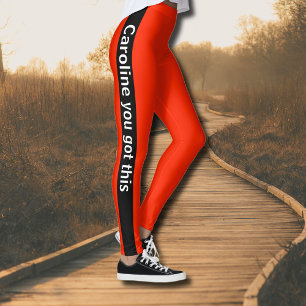 Svarta Lodrät Rand Lägg till text SCARLET Leggings