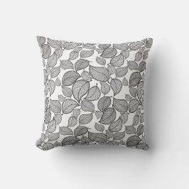 Svarta Löven på Dekorativ kudde i Vita