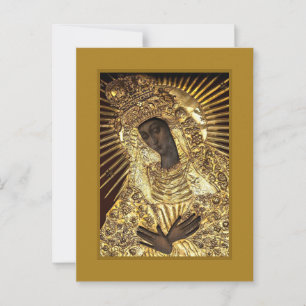 SVARTA MADONNAN i Guld Riza Oklad Revetment  Vykort
