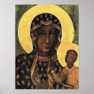 Svarta Madonnan Polen Vår Fru Czestochowa Jungfru Poster