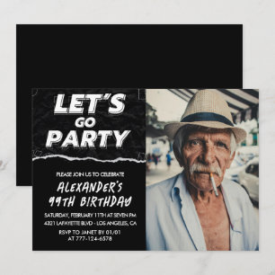 Svarta Män Foto LET'S GO PARTY 99-årsdag Inbjudningar