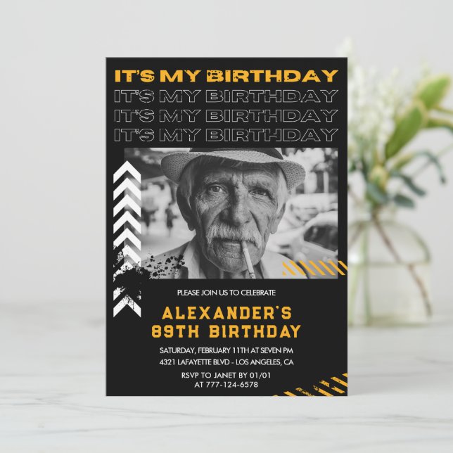 Svarta män foto sprejmålning 89-årsdag inbjudningar (Stående Fram)