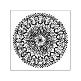 Svarta Mandala-cirklar och blad Självfärgande Stämpel