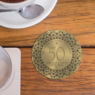 Svarta Mandala på Guld 50:e Bröllop-årsdagen Underlägg