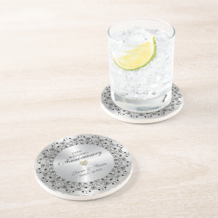 Svarta mandala på Silver 25:e Bröllop-årsdagen Underlägg